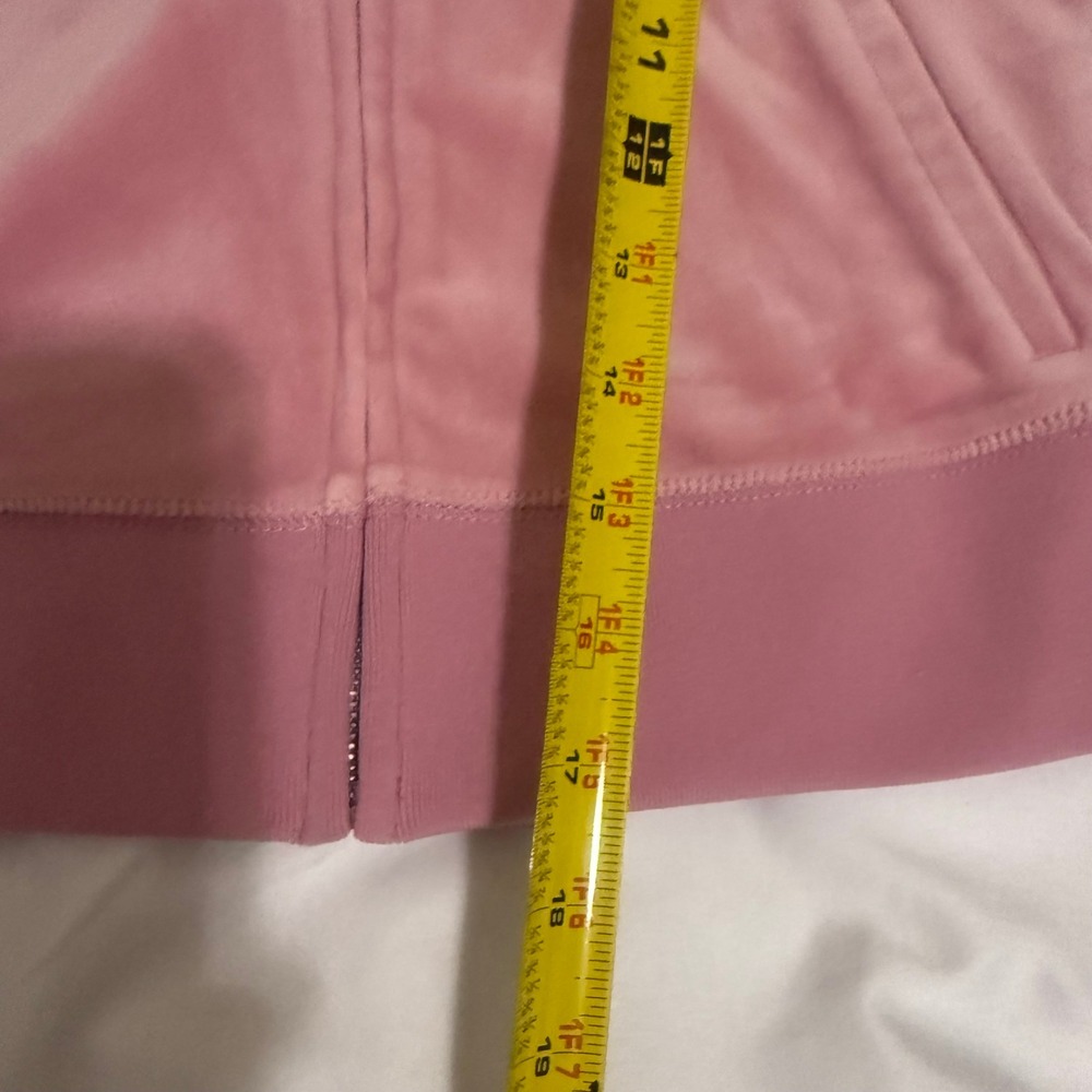 Juicy Couture Pink Velour Rhinestone Logo Zip Up Hoodie XS RN114186 Y2K Cropped‎ - Picture 12 of 12